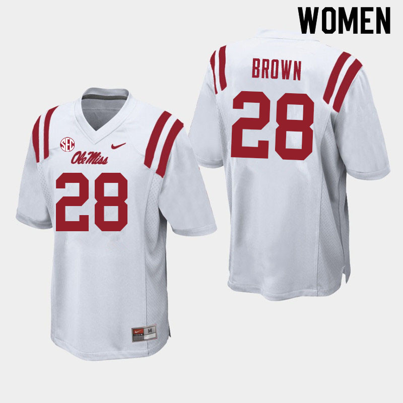 Markevious Brown Ole Miss Rebels NCAA Women's White #28 Stitched Limited College Football Jersey MQQ7358MY